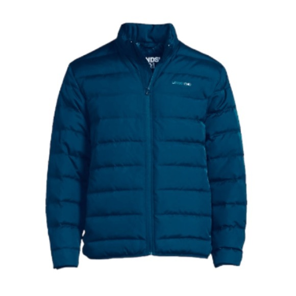 LANDSEND Mens Down Puffer Jacket 600 Fill Power Water Resistant Down Baltic Teal